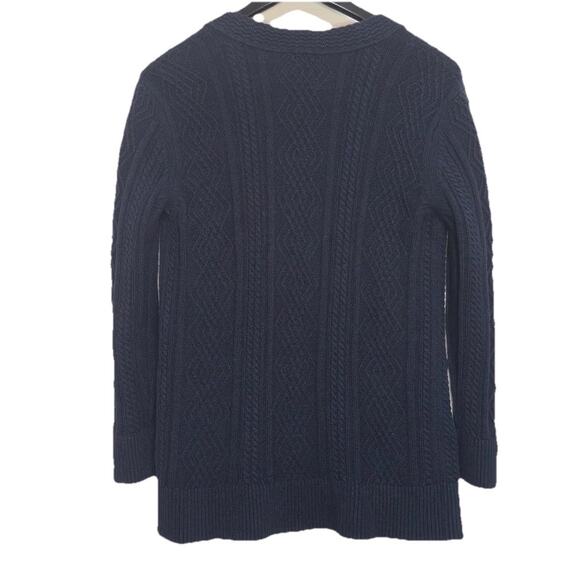CAbi Cable Knit Navy Blue Cardigan Sweater Womens L Style 3882 - Picture 2 of 6